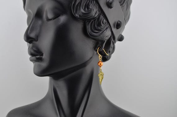 Michael Michaud Fern Small Single Leaf Wire Earri… - image 2