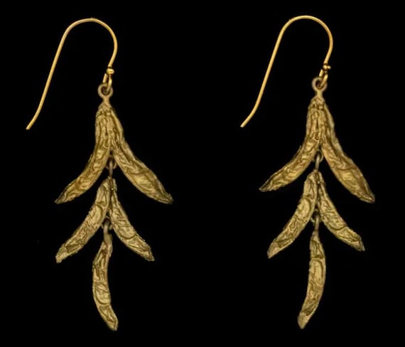 Michael Michaud Hosta Post Dangle Wire Earrings - image 1