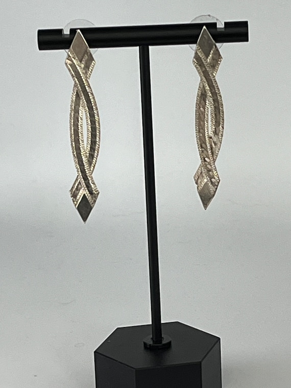 Vintage Silver Toned Twisted Dangle Earrings