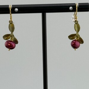 Michael Michaud Cranberry Dangle Wire Earrings