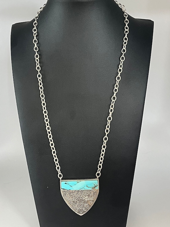 In Bloom Genuine Turquoise and Sterling Silver Nec