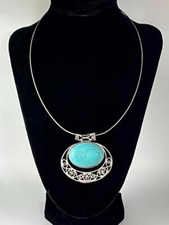 925 Sterling Silver Howlite Cabuchon Choker Neckla