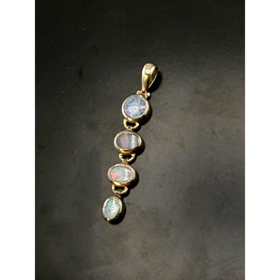 Sterling Silver Multiple Black Opals Pendant