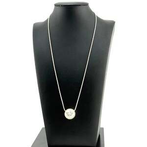 Collier vintage à pendentif boule en argent sterling 925 avec gravure