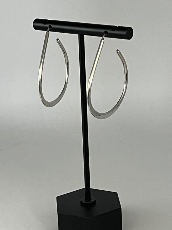 Sterling Silver Hoop Earrings 1.5 Inch Drop