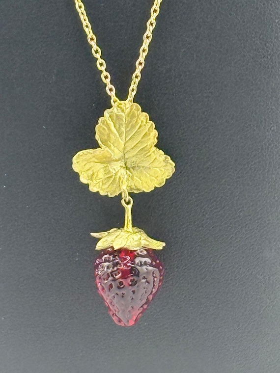 Michael Michaud Large Strawberry Flower Drop Necklace