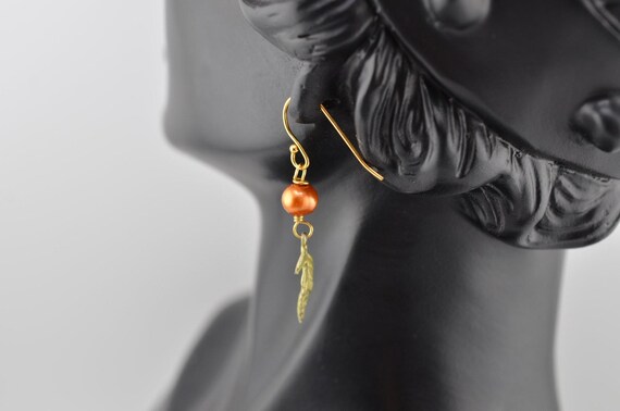 Michael Michaud Fern Small Single Leaf Wire Earri… - image 3