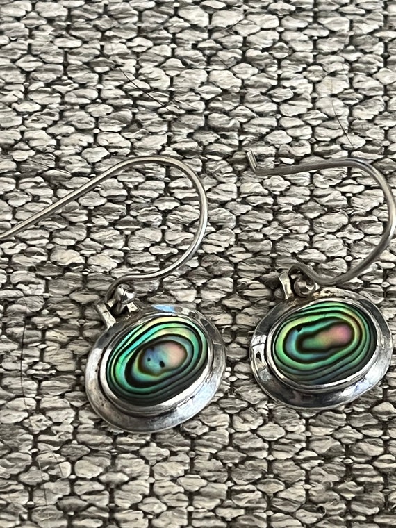 Vintage 925 Sterling Silver Earrings with Abalone - image 1