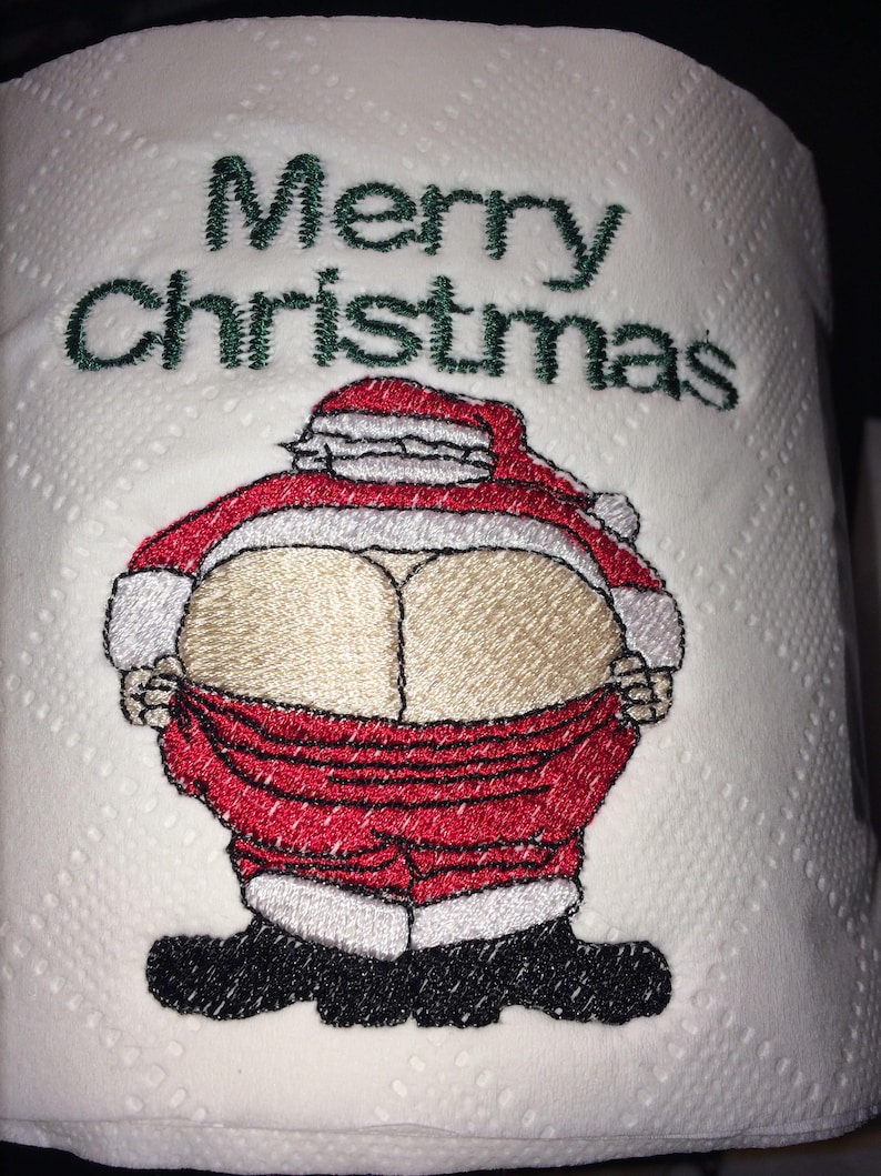 Novelty Embroidered Toilet Roll Merry Christmas Santa Bum Etsy Ireland