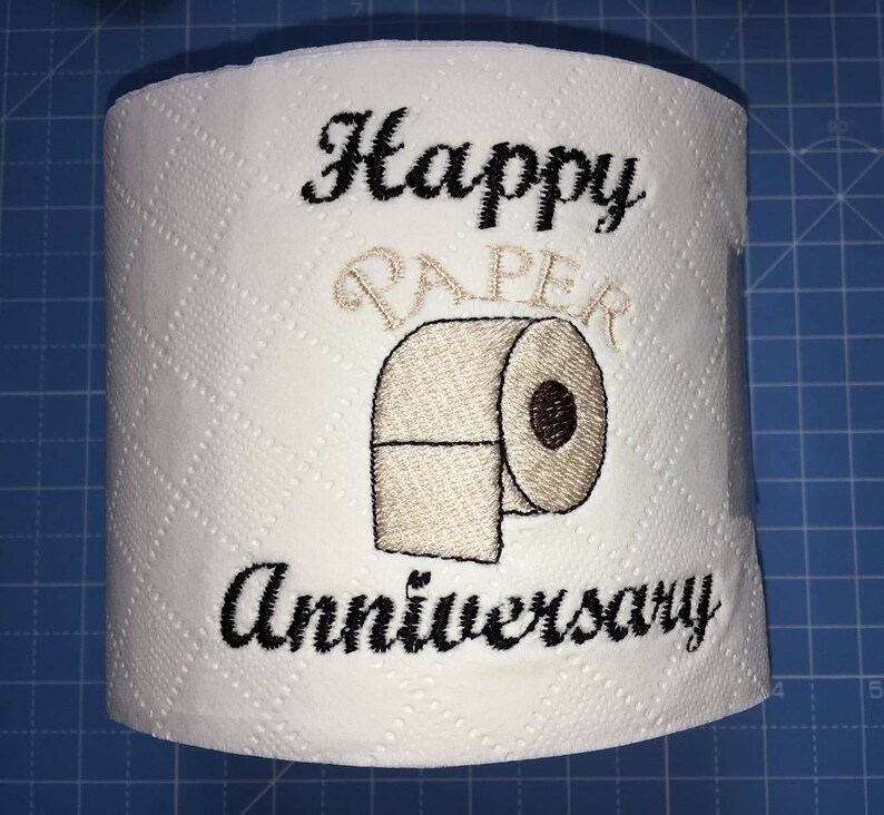Novelty Embroidered Toilet Roll, Happy Paper Anniversary, 1st Wedding Anniversary, Toilet Paper, Novelty Gift, Anniversary Gift 