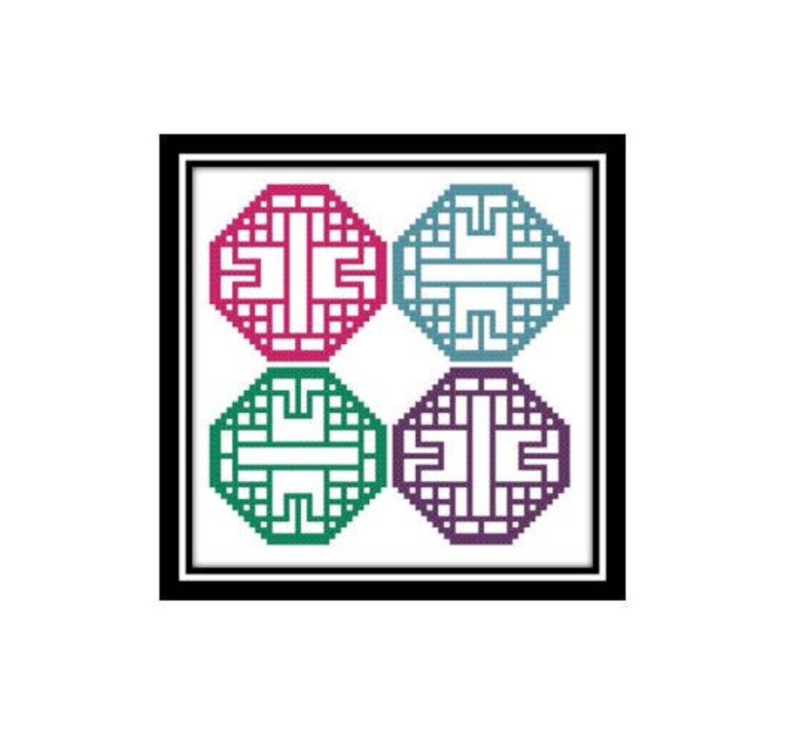 Geometric Cross Stitch Pattern Korean Hexagon Panel Design Etsy