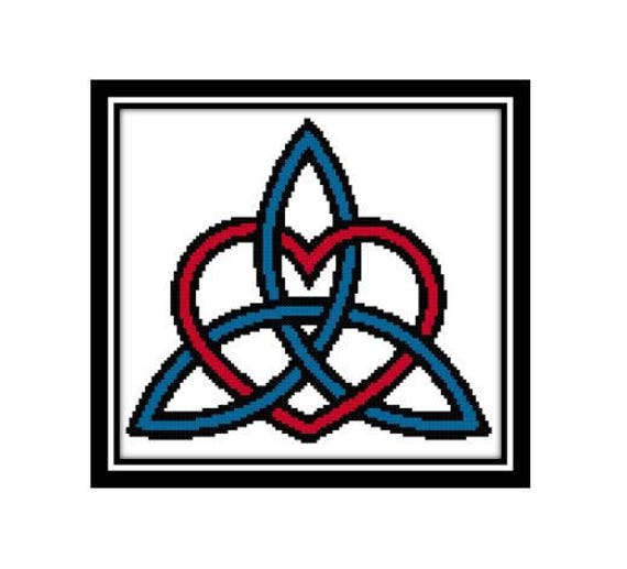 Cross Stitch Pattern Love Heart Large Celtic Trinity Knot Etsy