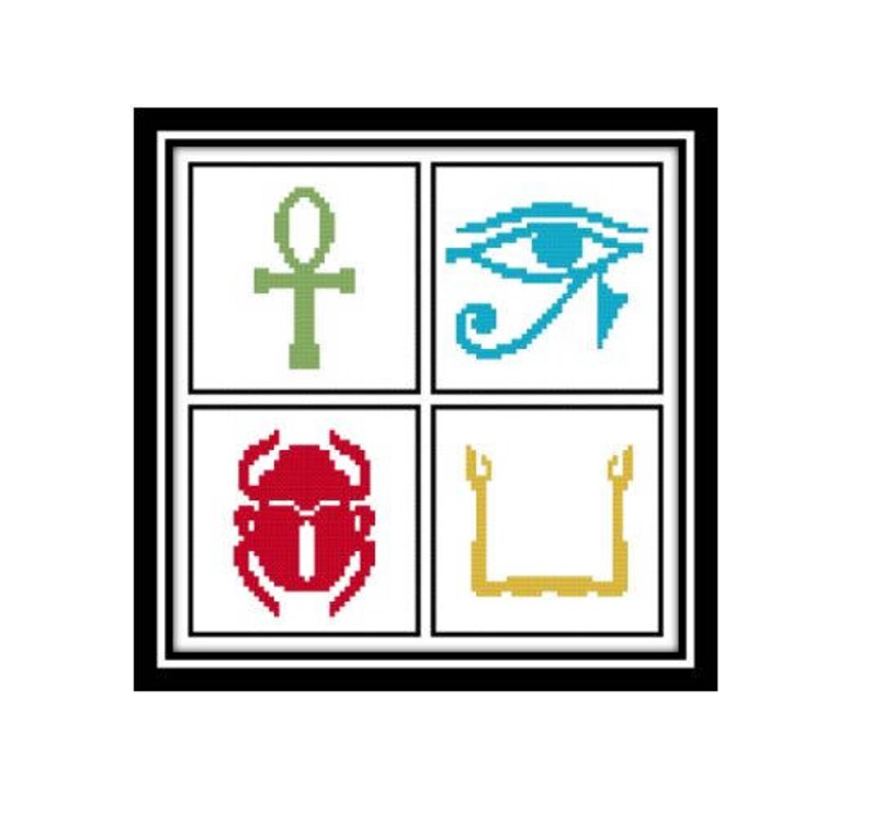 Egyptian Cross Stitch Pattern Ankh Eye of Horus Scarab and ...