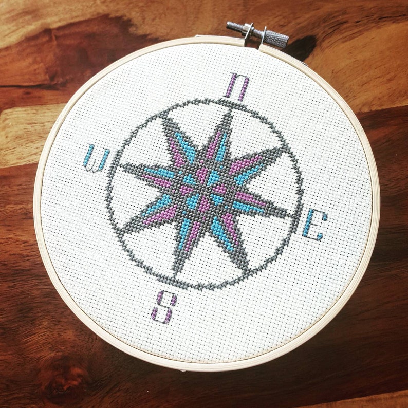 Star Compass Cross Stitch Pattern Geometric Travel Compass Etsy Italia