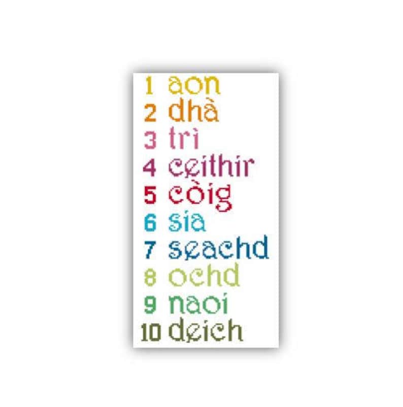 Scottish Gaelic Cross Stitch Pattern Numbers One to Ten Etsy