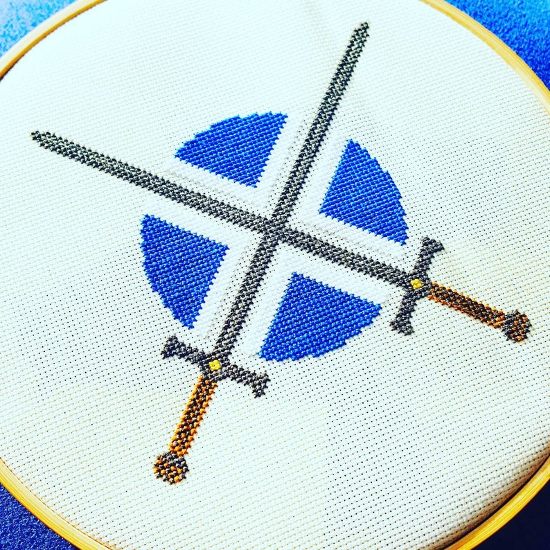 Scottish Cross Stitch Pattern Crossed Swords Scotland Flag