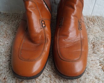 Mens Leather Dress Boots - Brown Leather - Vintage - 7.5