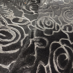 GRAY SUEDE LASER ENGRAVE ENGRAVED SILVER TIPPED LAMB skin hide leather GRAY SUEDE LASER ENGRAVE ENGRAVED SILVER TIPPED LAMB skin hide leather