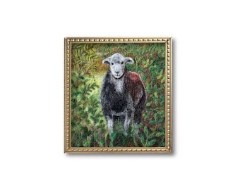 Needle felting, Wool Painting of Herdwick sheep, 2D Wool Art, home decor, wall decor, gift, birthday