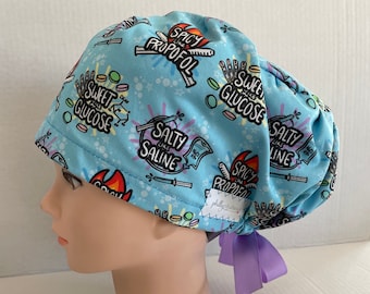 Women's Surgical Scrub Hat~Euro Style~Nurse Anesthetist~Anesthesiologist~Anesthesia~Propofol~Glucose~Saline~OR