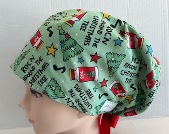 Euro Style~Women's Surgical Scrub Hat~Anesthesia~Anesthetics~Sedation~OR Medication~Anesthesiologist~CRNA~Roc’n Around the Christmas Tree
