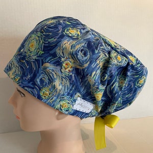 Women’s Surgical Scrub Hat~Euro Style~Swirls~Waves~Starry Night