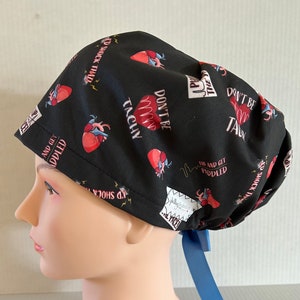 Women's Surgical Scrub Hat~Euro Style~Cardiology~Hearts~Cardiac Care~Bipass~Cards~CT Surgery~Cath Lab~Tachy~Pace~Paddles