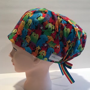 Women&#39;s Surgical Scrub Hat~Euro Style~Doggies~Veterinarian~Vet Tech~Dog Lover