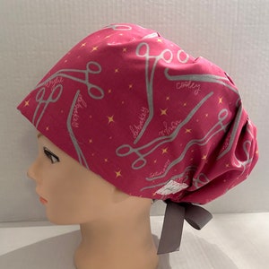Women's Surgical Scrub Hat~Euro Style~Vascular Surgery~Scrub Tech~OR Instruments~Debakey~Cooley~Clamps