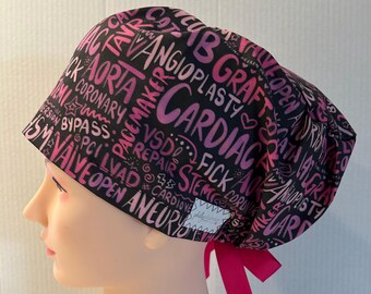 Euro Style~Women's Surgical Scrub Hat~Cardiology~Angioplasty~LVAD~Cardiac Care~Heart~ECMO~Perfusionist~Bipass~Cards~CT Surgery~Cath Lab