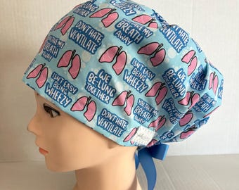 Women's Surgical Scrub Hat~Euro Style~Respiratory Care~RT~Pulmonary~Lungs~ENT~Otorhinolaryngology~Pulmonologist