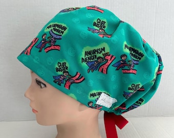 Women's Surgical Scrub Hat~Euro Style~Clot Buster~Malformation~AVM~Interventional~IR~Radiology~Neuro~Neurosurgery