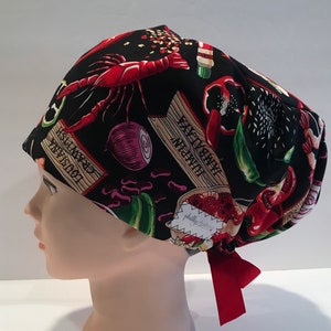 Women's Surgical Hat~Euro Style~Chef~Cook~Cajun Cooking~Jambalaya~Creole~Louisiana Crawfish~Gumbo