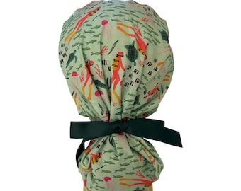 New! PONYTAIL Style~Women’s Surgical Scrub Hat~Scuba~Diving~Scuba Dive~Sea Life~Underwater~Dive~Snorkeling