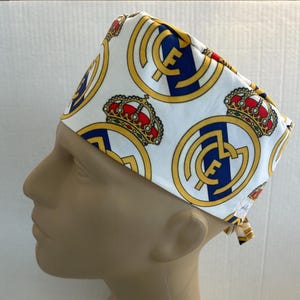 Men's Surgical Scrub Hat~with ties~Real Madrid~Men’s Soccer~Barcelona~Spain Football~Hala Madrid!