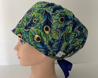 feathers scrub hat Peacock Euro Pixie