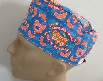 Men's Surgical Scrub Hat~with ties~Gastrointestinal MD~GI~Colonoscopy~Gastro~GI Surgery~Colorectal Surgery