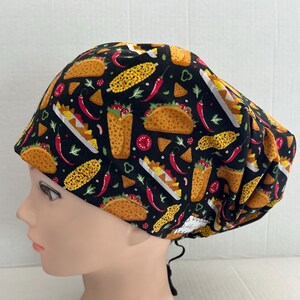 Women's Surgical Scrub Hat~Euro Style~Mexican Street Corn~Tacos~Nachos~Salsa~Guacamole~Jalepeno