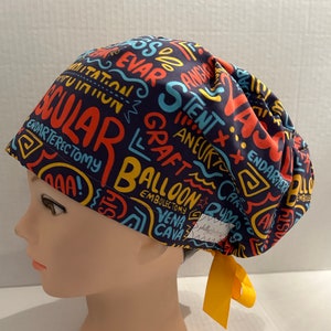 Women's Surgical Scrub Hat~Euro Style~Vascular~Cardiac~Heart Transplant~CVICU~CT Surgery~Stents~Bypass~Angioplasty