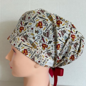 Euro Style~Women's Surgical Scrub Hat~Wizard~Sorcerer~Witchcraft~Potions~Crystal Ball~Glasses~Spell~Magic