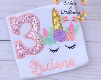 3rd birthday unicorn shirt