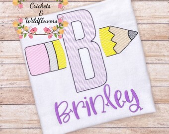 Back to School Shirt , Pencils Back To School Shirt, First Day of School Shirt for Girl, Personalized Back to School Shirt, Monogrammed Top