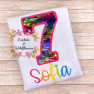 Birthday Shirt for Girl, Mermaid Birthday Shirt for Girl, 7th Birthday Shirt for Girl, Mermaid Birthday Shirt, Shiny Birthday Shirt for Girl