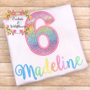 6th Birthday Shirt for Girl, Sparkle Birthday Shirt, Number Birthday Shirt for Girl, Girls 6th Birthday Shirt, Sparkle 6 Birthday Shirt,