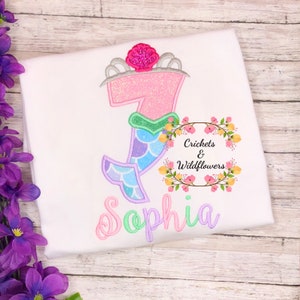 Mermaid Birthday Shirt, 7th Birthday Shirt for Girls, Mermaid Little Girl Birthday Party, Mermaid Birthday Party, Girls Mermaid Shirt,