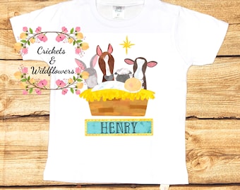 Boys Nativity Scene Shirt, Christmas Shirt for Boy, Personalized Christmas Shirt, Christmas Nativity Shirt, Christmas Outfit for Boy,