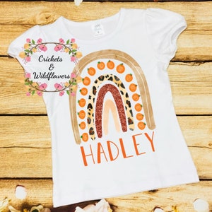 Fall Pumpkin Shirt for Girl, Personalized Pumpkin Shirt, Pumpkin Patch Shirt for Girl, Personalized Fall Shirt, Rainbow Pumpkin Shirt
