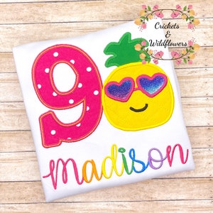 9th Birthday Shirt for Girls, Pineapple Birthday Shirt, Summer Birthday Shirt, Birthday Shirt for Girls, Fruitti Birthday Shirt, Fruit Party
