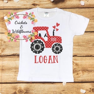 Boys Valentine Tractor Shirt, Boy’s Valentine’s Day shirt, Boy’s Tractor and Wagon Valentine Shirt, Boys Tractor Hearts Shirt, Tractor Shirt