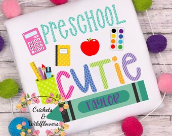 Back to School Shirt , Crayons Back To School Shirt, First Day of School Shirt for Girl, Personalized Back to School Shirt, Monogrammed Top